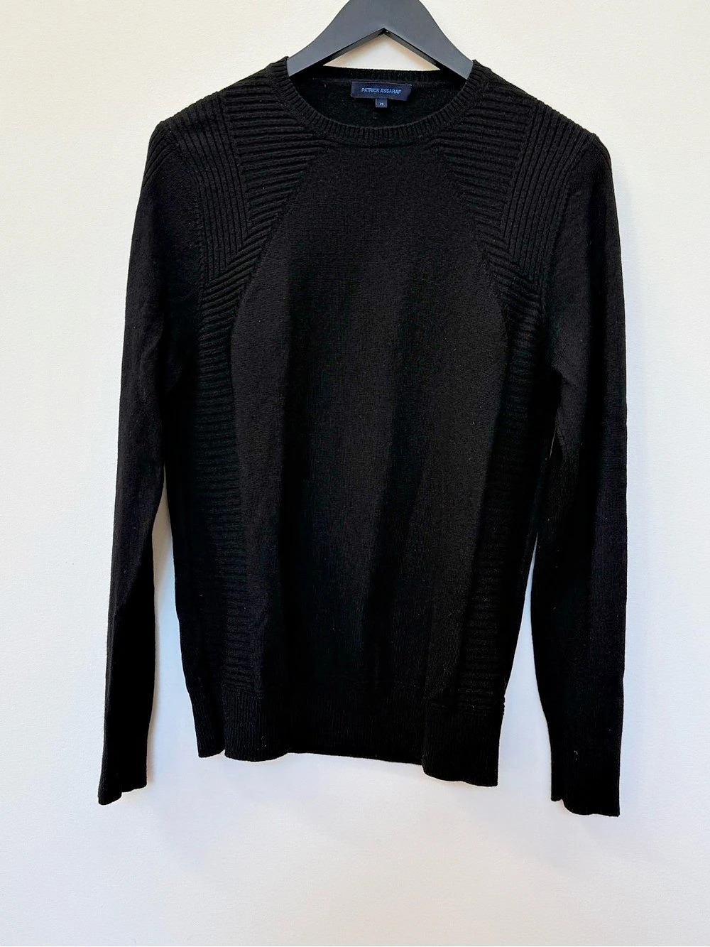 Patrick Assaraf +1 crewneck sweater Merino Wool Crewneck in Black Size Medium